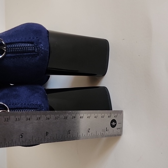 Franco Sarto Kortney Blue Suede Black Patent Pointed Toe Boots Size 9 - Picture 2 of 9